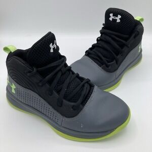 Under Armour Youth Basketball Shoes Gray/Green UA Sz M2/W3.5  3022124-102